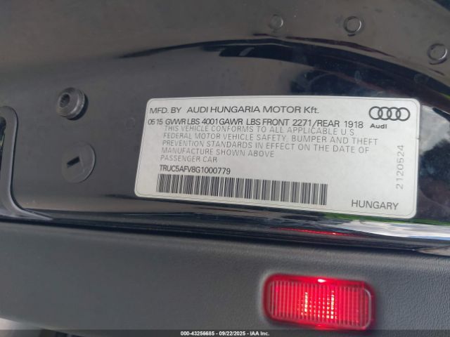 2016 AUDI TT TRUC5AFV8G1000779 Photo 8