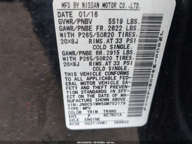 2016 INFINITI QX70 JN8CS1MW5GM752179 Photo 8