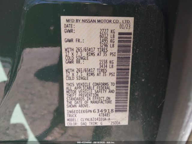 2023 NISSAN FRONTIER 1N6ED1EK6PN634918 Photo 8