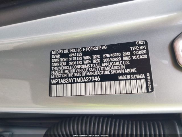 2021 PORSCHE CAYENNE WP1AB2AY1MDA27946 Photo 8