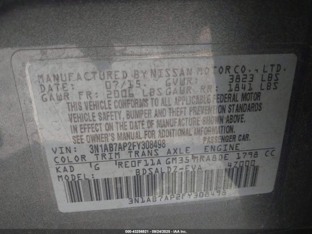 3N1AB7AP2FY308498 Nissan Sentra