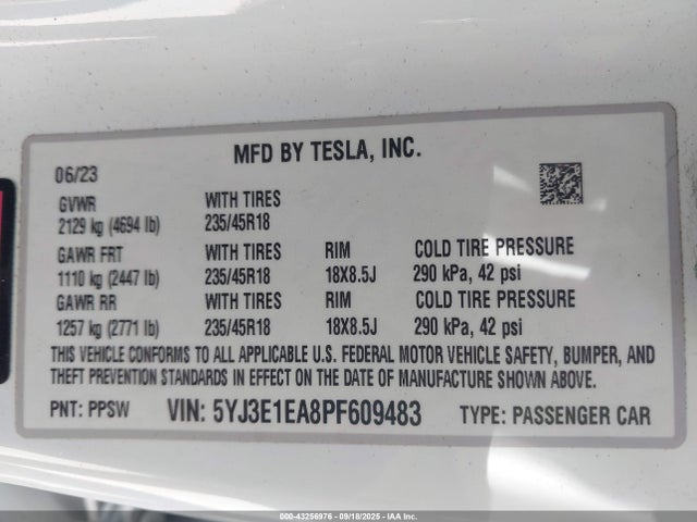 2023 TESLA MODEL 3 5YJ3E1EA8PF609483 Photo 8