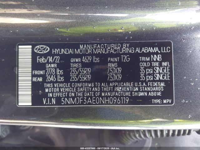 2022 HYUNDAI TUCSON 5NMJF3AE0NH096119 Photo 8