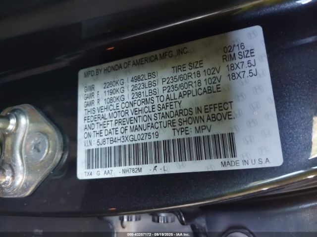 2016 ACURA RDX 5J8TB4H3XGL027519 Photo 8