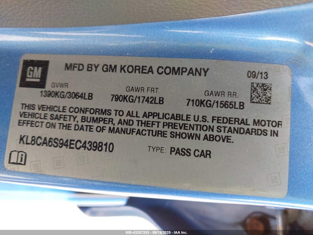 Chevrolet ll0 2014 KL8CA6S94EC439810 Image 9