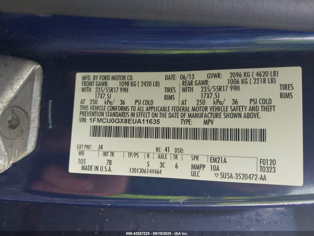 2014 FORD ESCAPE 1FMCU0GX8EUA11635 Photo 8