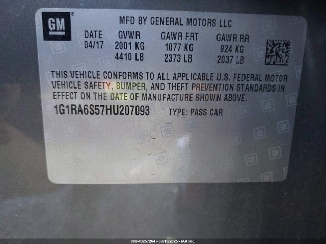 1G1RA6S57HU207093 Chevrolet l3a - di: direct injectio, vvt: variable valve timing, hybrid, gen 1