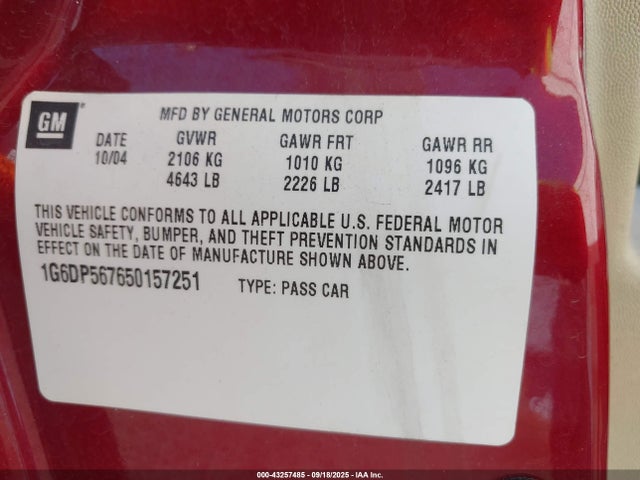 2005 CADILLAC CTS 1G6DP567650157251 Photo 8