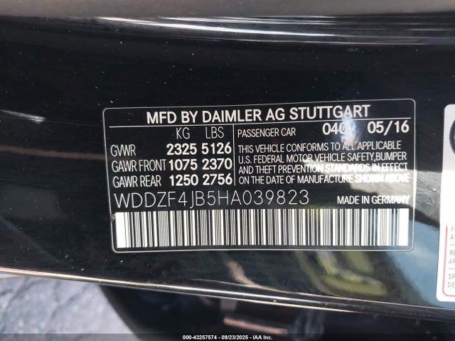 2017 Mercedes-benz E 300 მანქანა იყიდება აუქციონზე, vin: WDDZF4JB5HA039823, აუქციონის ნომერი: 43257574