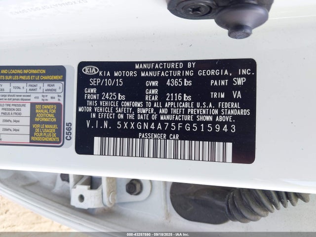 KIA dohc gdi theta ii 2015 5XXGN4A75FG515943 Image 9