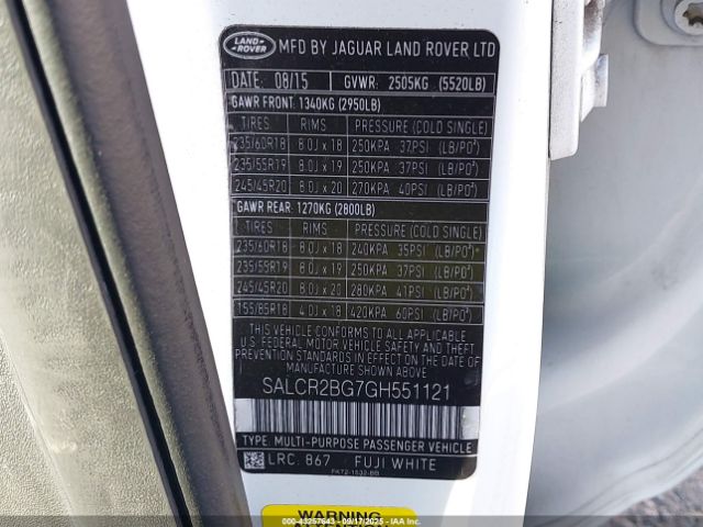 2016 LAND ROVER DISCOVERY SPORT SALCR2BG7GH551121 Photo 8