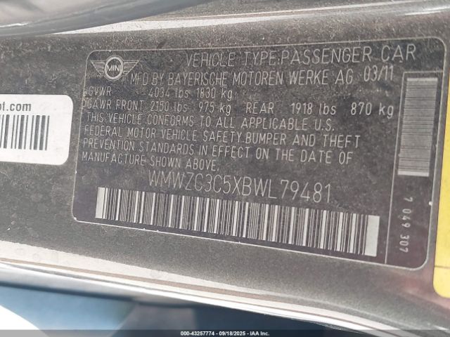 2011 MINI COOPER S COUNTRYMAN WMWZC3C5XBWL79481 Photo 8