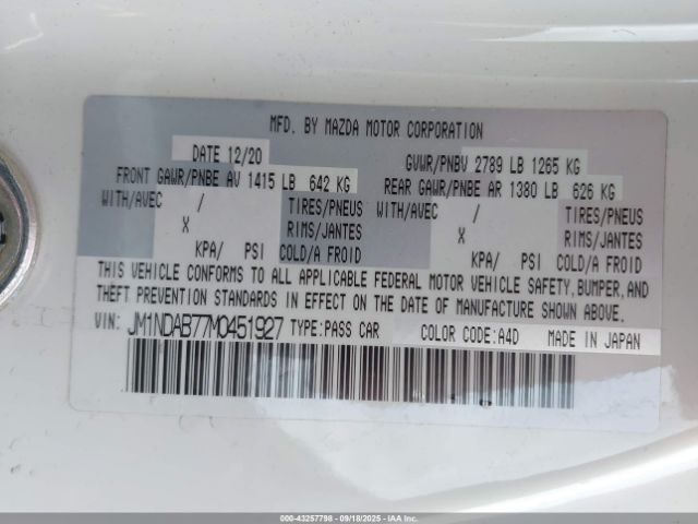 2021 MAZDA MX-5 MIATA JM1NDAB77M0451927 Photo 8