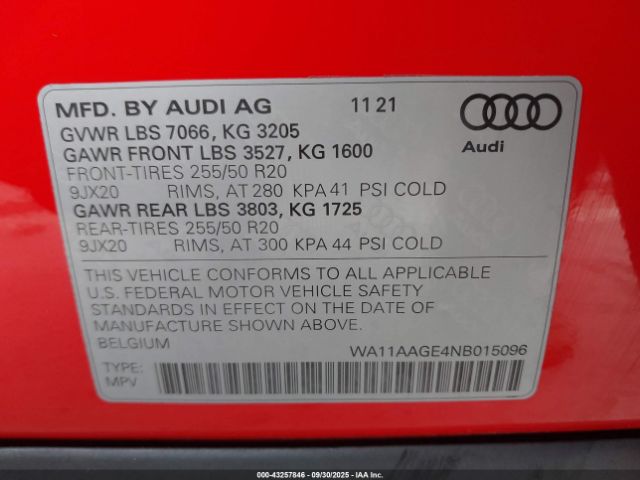 2022 AUDI E-TRON SPORTBACK WA11AAGE4NB015096 Photo 8