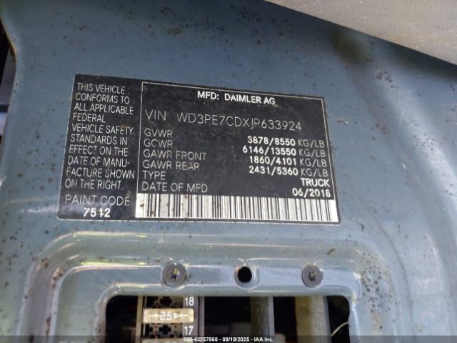 2018 MERCEDES-BENZ SPRINTER 2500 WD3PE7CDXJP633924 Photo 8