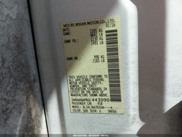 2016 NISSAN MAXIMA 1N4AA6AP6GC443090 Photo 8