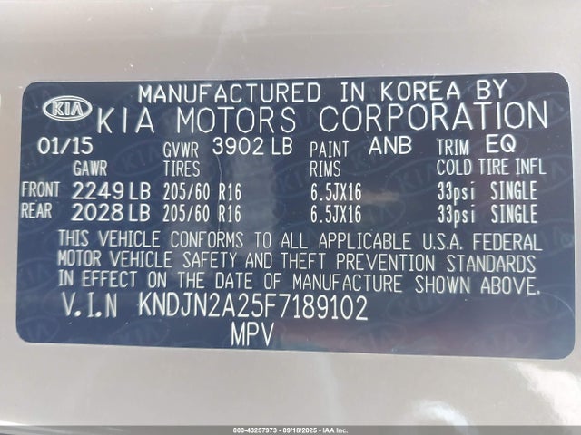 KIA dohc gdi gamma 2015 KNDJN2A25F7189102 Image 9