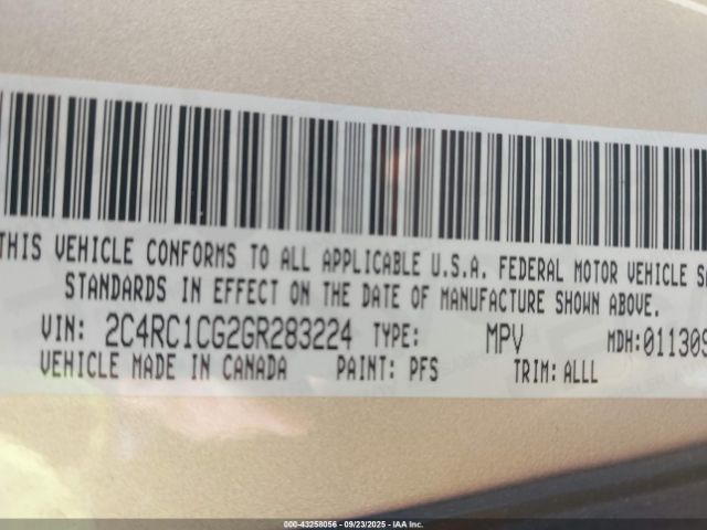 2016 CHRYSLER TOWN & COUNTRY 2C4RC1CG2GR283224 Photo 8