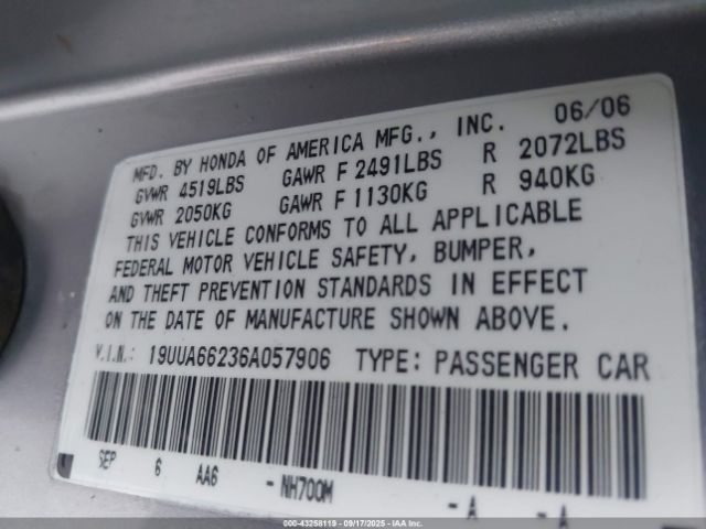 2006 ACURA TL 19UUA66236A057906 Photo 8