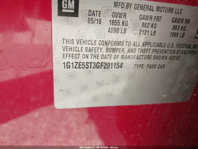 1G1ZE5ST3GF291154 Chevrolet lfv - di: direct injection, vvt, gen1 gmna