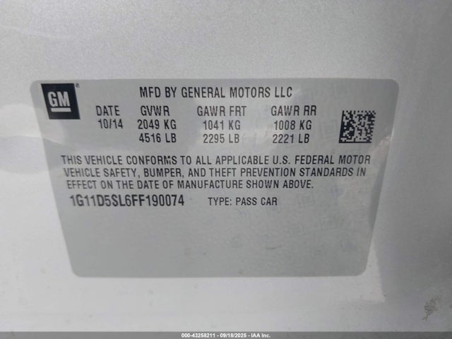 Chevrolet lkw 2015 1G11D5SL6FF190074 Image 9