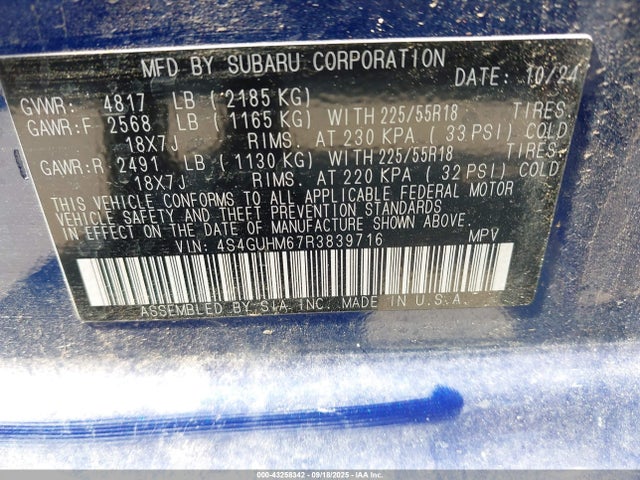 4S4GUHM67R3839716 Subaru na