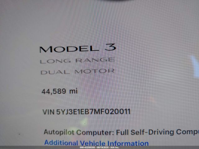 2021 TESLA MODEL 3 5YJ3E1EB7MF020011 Photo 8