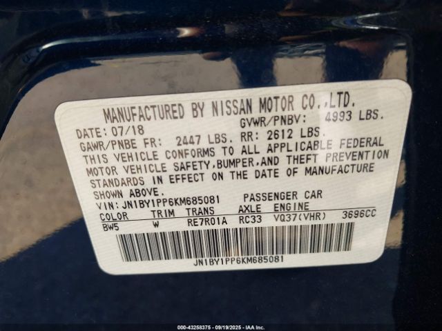 2019 INFINITI Q70L JN1BY1PP6KM685081 Photo 8