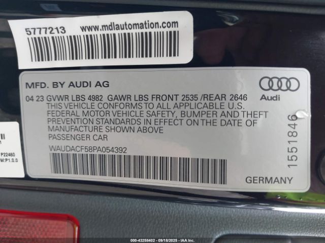 2023 AUDI A5 SPORTBACK WAUDACF58PA054392 Photo 8