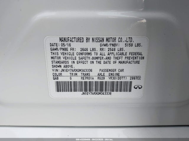 JN1EV7ARXGM343336 Infiniti 2016