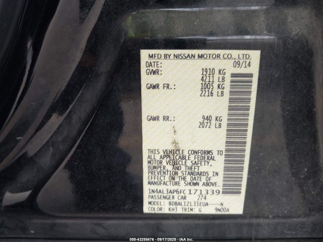 1N4AL3AP6FC171339 Nissan Altima