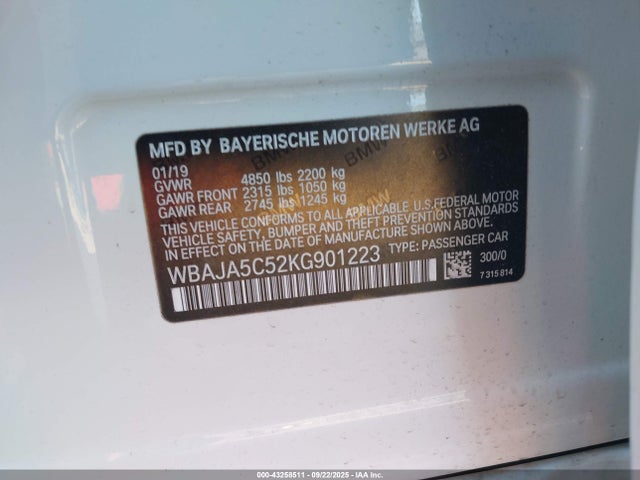 2019 BMW 530I WBAJA5C52KG901223 Photo 8