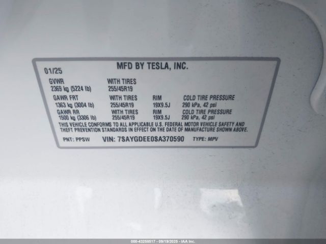 2025 TESLA MODEL Y 7SAYGDEE0SA370590 Photo 8