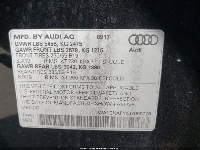 2018 AUDI Q5 WA1BNAFY2J2055725 Photo 8