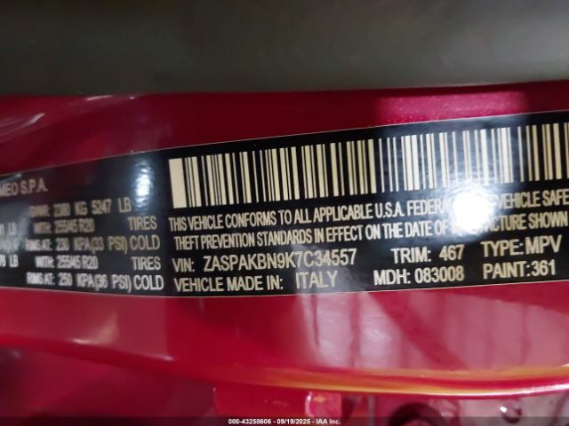 2019 ALFA ROMEO STELVIO ZASPAKBN9K7C34557 Photo 8