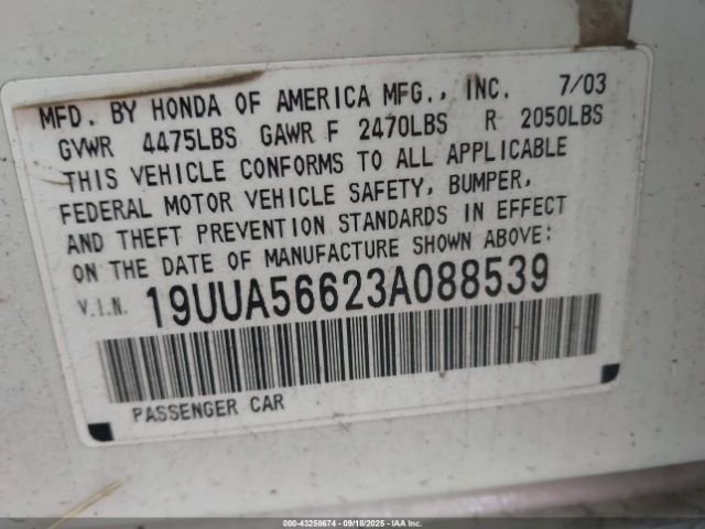 2003 ACURA TL 19UUA56623A088539 Photo 8