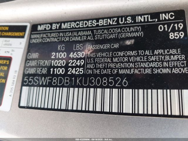 2019 MERCEDES-BENZ C 300 55SWF8DB1KU308526 Photo 8