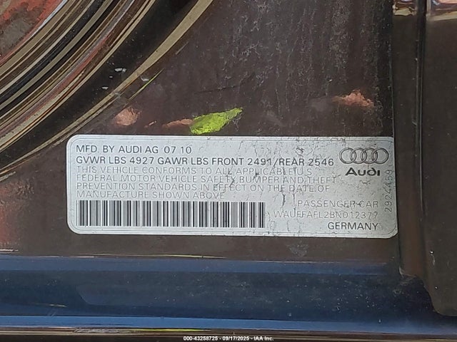2011 AUDI A4 WAUFFAFL2BN012377 Photo 8