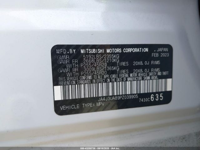 2023 MITSUBISHI OUTLANDER JA4J3UA89PZ039905 Photo 8
