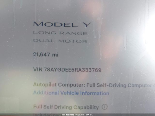2024 TESLA MODEL Y 7SAYGDEE5RA333769 Photo 6