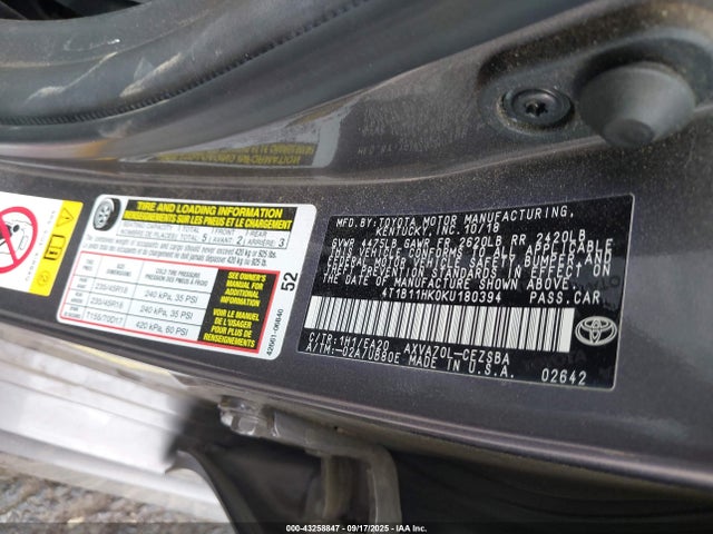 4T1B11HK0KU180394 Toyota a25a-fks