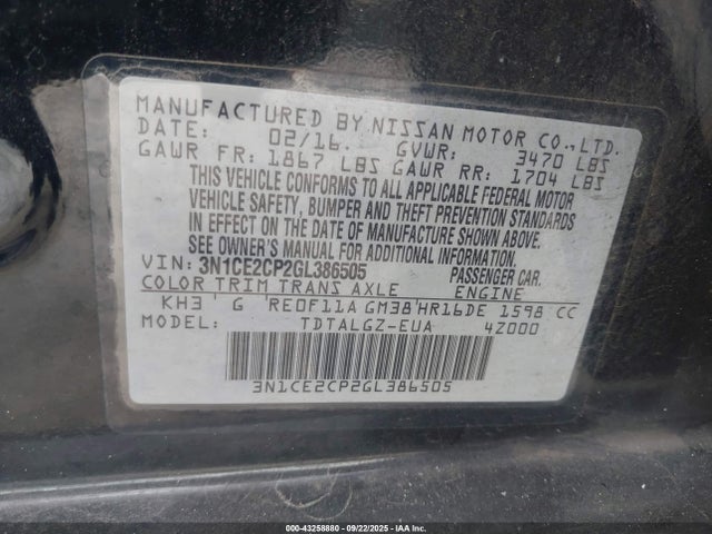 Nissan 2016 2016 3N1CE2CP2GL386505 Image 9