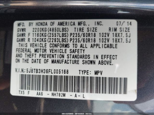 2015 ACURA RDX 5J8TB3H36FL005168 Photo 8