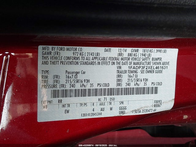 Ford Focus 2014 1FADP3F2XEL461631 Image 9