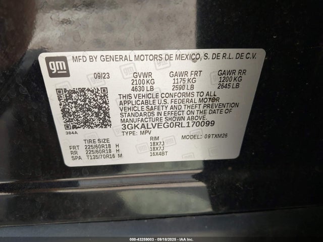 3GKALVEG0RL170099 GMC lsd