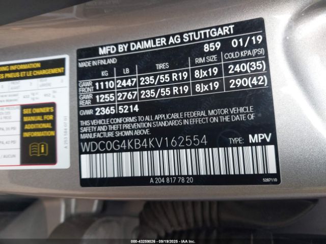 2019 MERCEDES-BENZ GLC 300 WDC0G4KB4KV162554 Photo 8