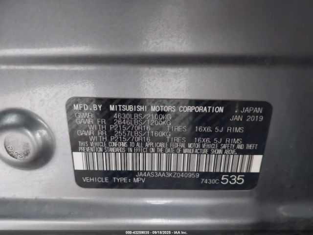 2019 MITSUBISHI ECLIPSE CROSS JA4AS3AA3KZ040959 Photo 8