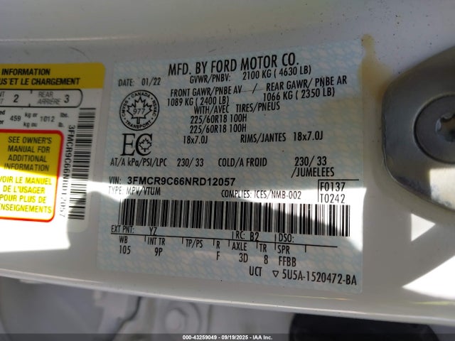 3FMCR9C66NRD12057 Ford dragon