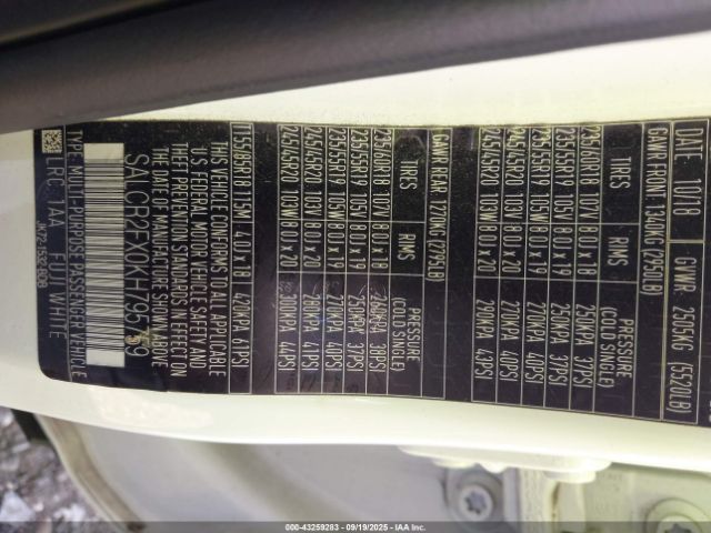 2019 LAND ROVER DISCOVERY SPORT SALCR2FX0KH795759 Photo 8