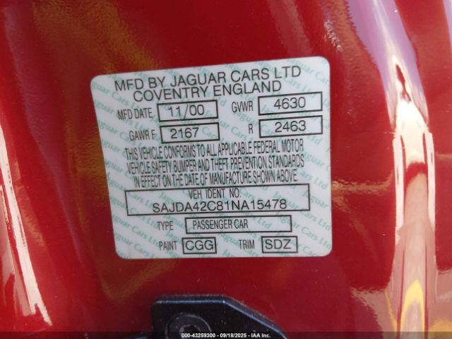 2001 JAGUAR XK8 SAJDA42C81NA15478 Photo 8
